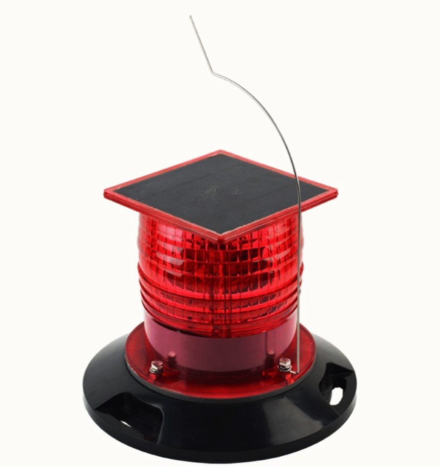 Solar LED Navigation Mark Light DWS503 with red lens and bird deterrent needle
